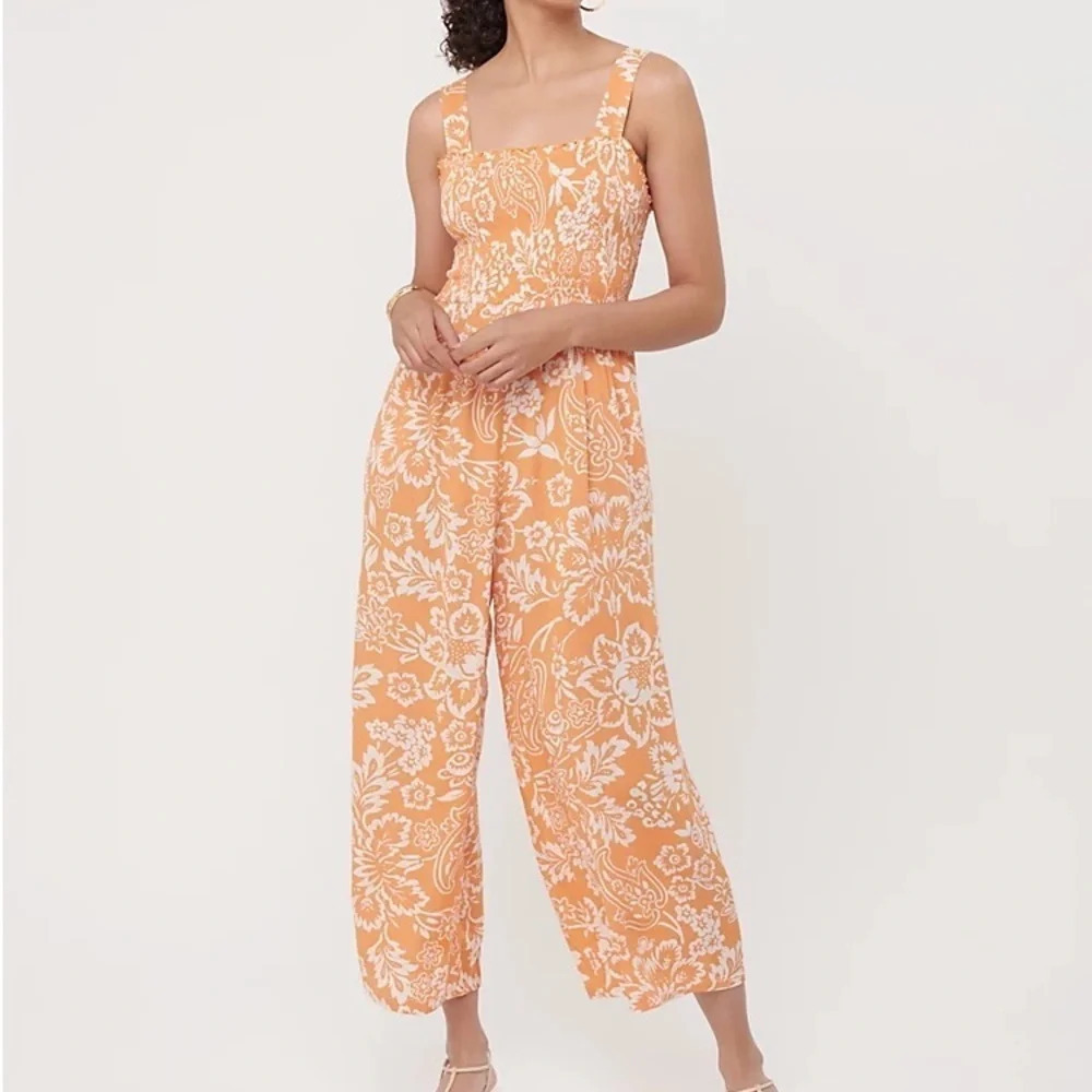 NWT LOFT Garden Smocked Strappy Jumpsuit